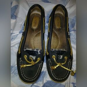 Sperry Women's Black and Gold Loafers